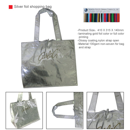 Silver foil shopping bag