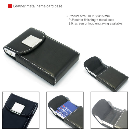 Leather metal name card case