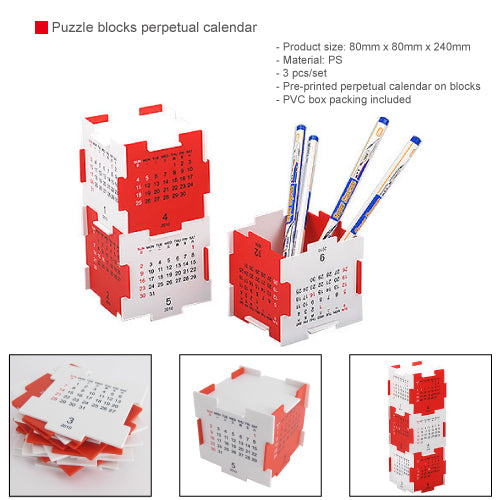 Puzzle blocks perpetual calendar