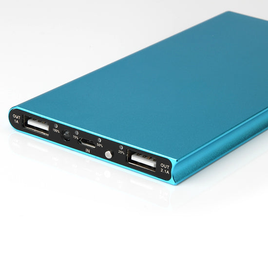 Ultra thin metallic power bank 2-USB output (8000mAh)