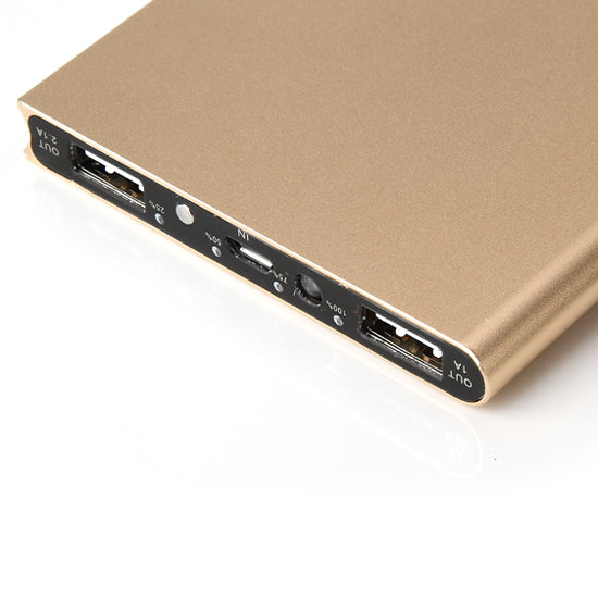 Ultra thin metallic power bank 2-USB output (8000mAh)