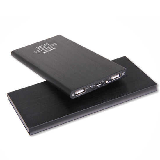 Ultra thin metallic power bank 2-USB output (8000mAh)