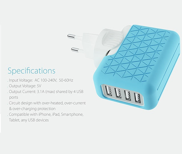4-Port USB Universal travel adaptor