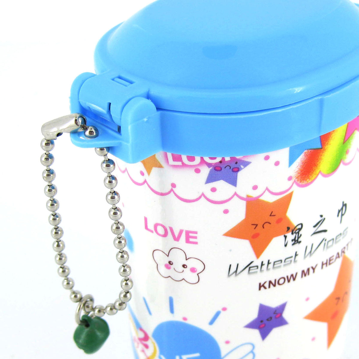 Mini wet tissue with ball chain