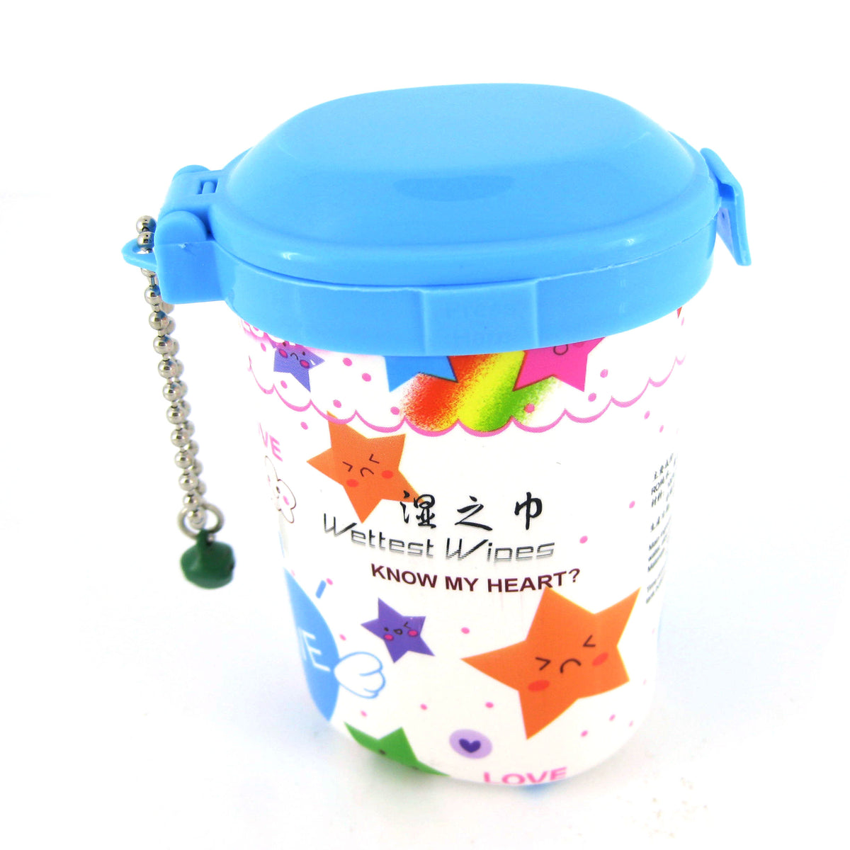 Mini wet tissue with ball chain