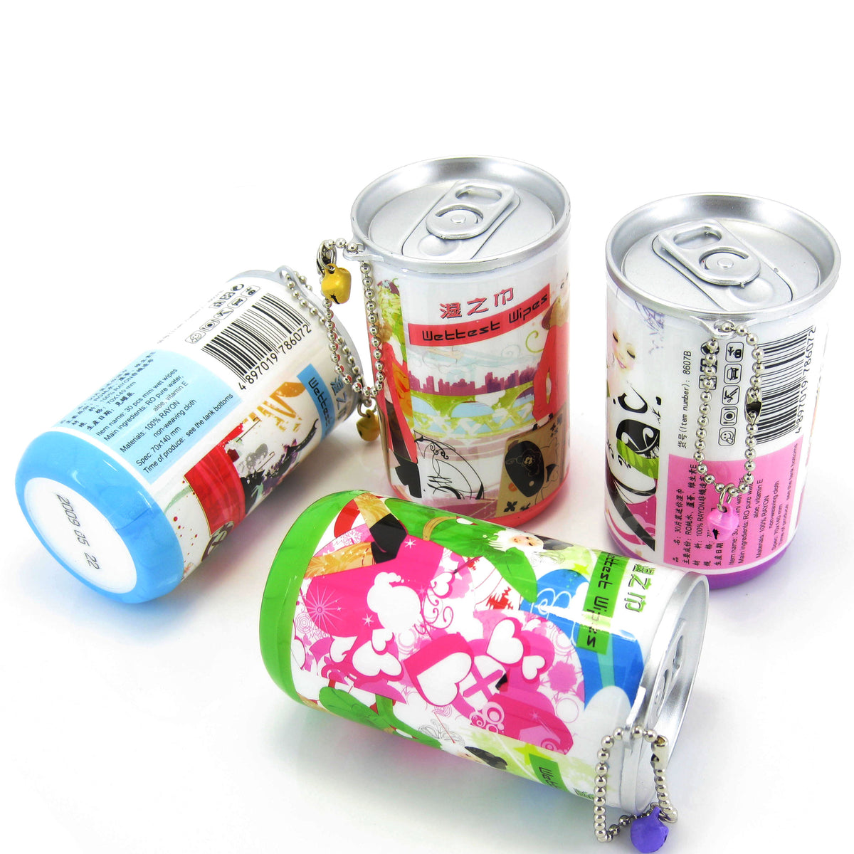 Mini wet tissue with ball chain