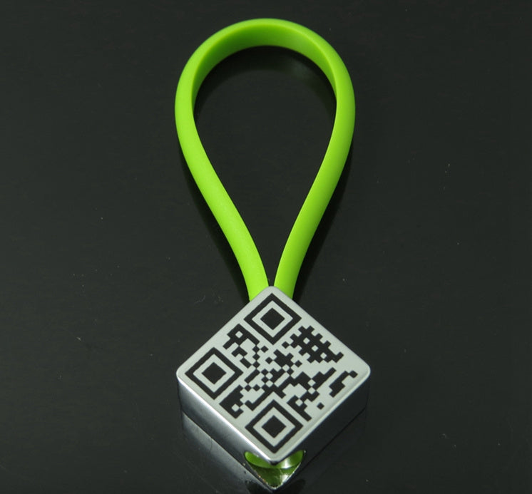 Metal Square QR code keychain