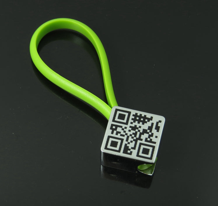 Metal Square QR code keychain