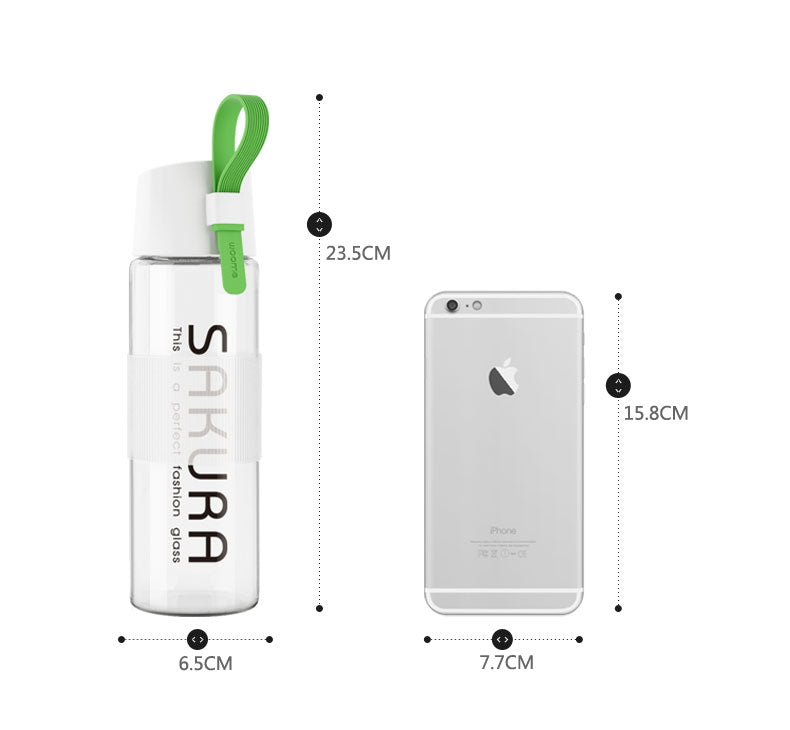 JUST LIFE portable glass water bottle 490ML