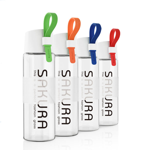 JUST LIFE portable glass water bottle 490ML