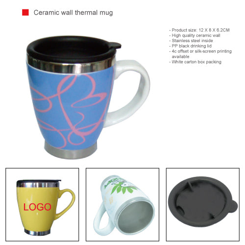Ceramic wall thermal mug