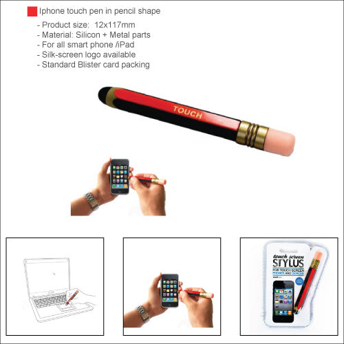 Smartphone touch pen in pencil shape