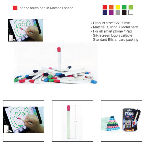 Smartphone touch pen in Matches shape