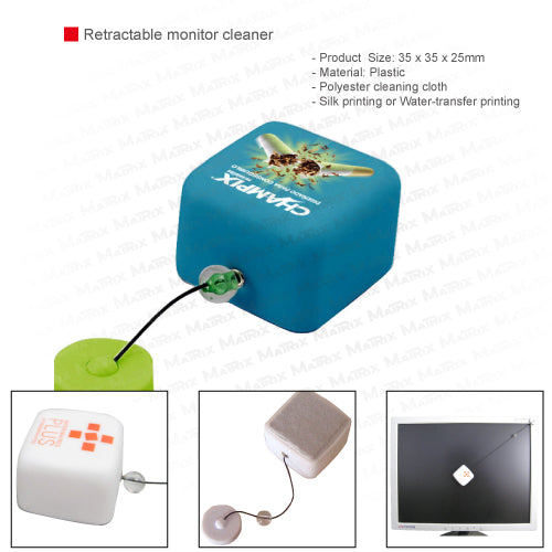 Retractable monitor cleaner