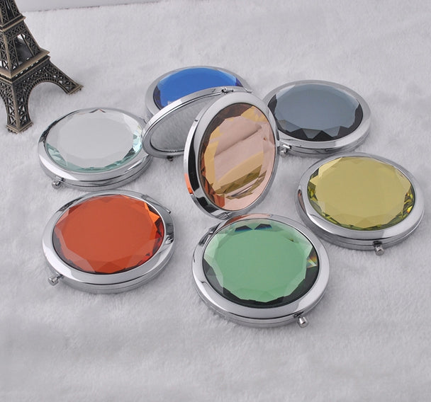 Round shape crystal pocket mirror