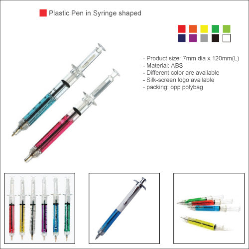 Plastic Pen in Syringe shaped