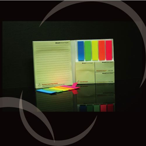 Sticky memo pad with fluorescent PET post-it