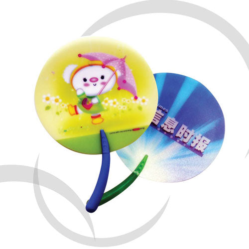 Promotion fan with curve plastic handle