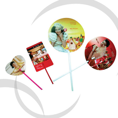 Promotion fan with long plastic stick handle