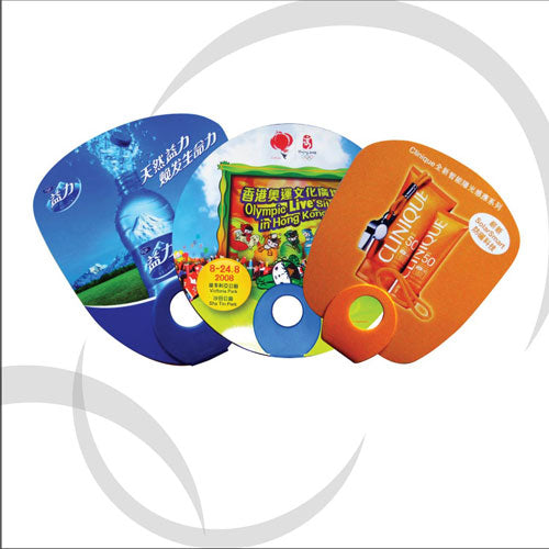 Promotion fan with plastic finger handle
