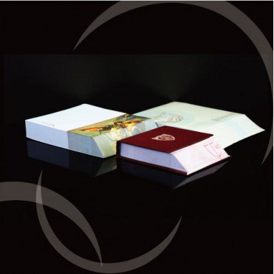 Slant cut hard cover memo pad