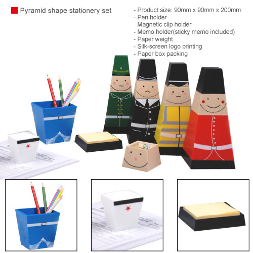 Pyramid shape stationery set