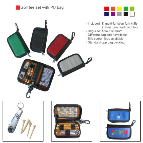 Golf tee set with PU bag