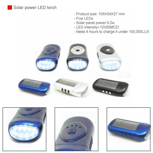 Solar power LED torch