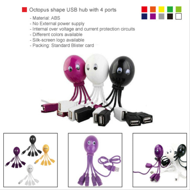 Octopus shape USB hub with 4 ports
