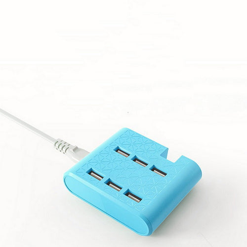 6-Port USB Charger Adapter Phone Stand Holder
