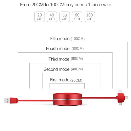 3 in 1 Retractable USB Cable