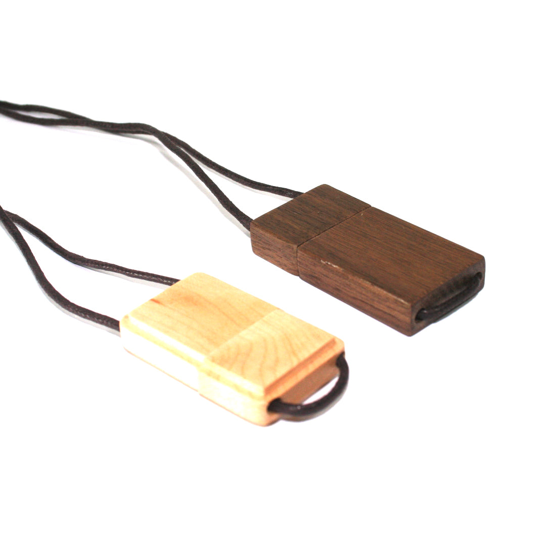 Wooden case USB stick with lanyard