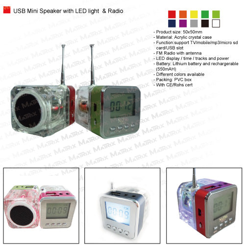 USB Mini Speaker with LED light & Radio