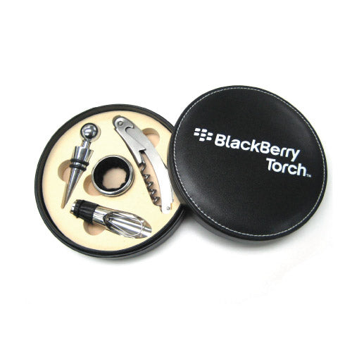 S/4 wine opener set with PU leahter box