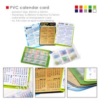PVC calendar card