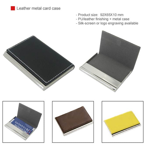 Leather metal card case