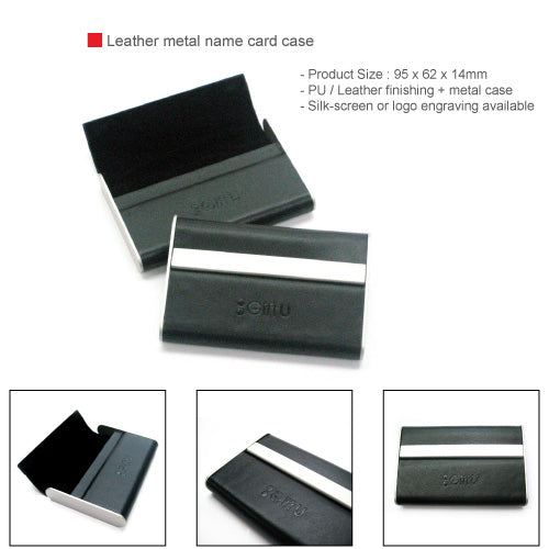 Leather metal name card case