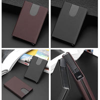 PU RFID Blocking Automatic Pop-up Card holder