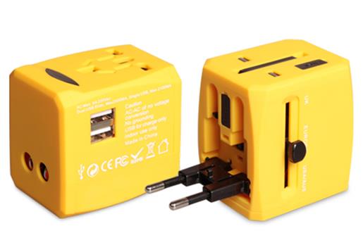 Colorful USB Universal Travel Adaptor (2.5A with 2 USB port)