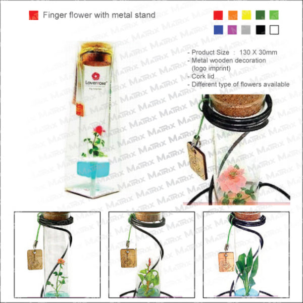 Finger flower with metal stand