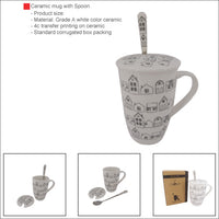 Ceramic mug with Spoon and lid set