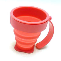 Silicon foldable mug with lid and handle