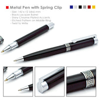 corporate metal pen with spring clip