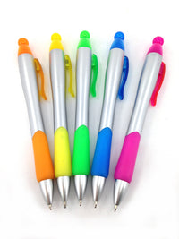 Promotional plastic ball pen with highligter(Silver)