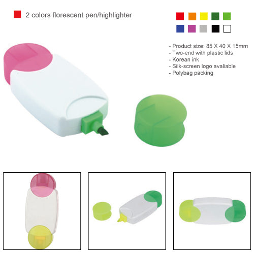 2 colors florescent pen/highlighter