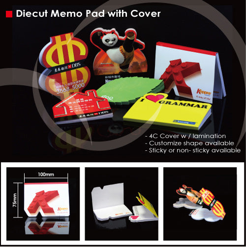 Diecut sticky memo pad with cover