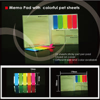Sticky memo pad with fluorescent PET post-it