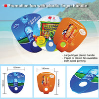 Promotion fan with plastic finger handle