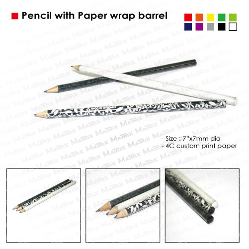 Pencil with paper wrap barrel