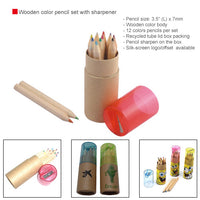 Wooden color pencil set with sharpener